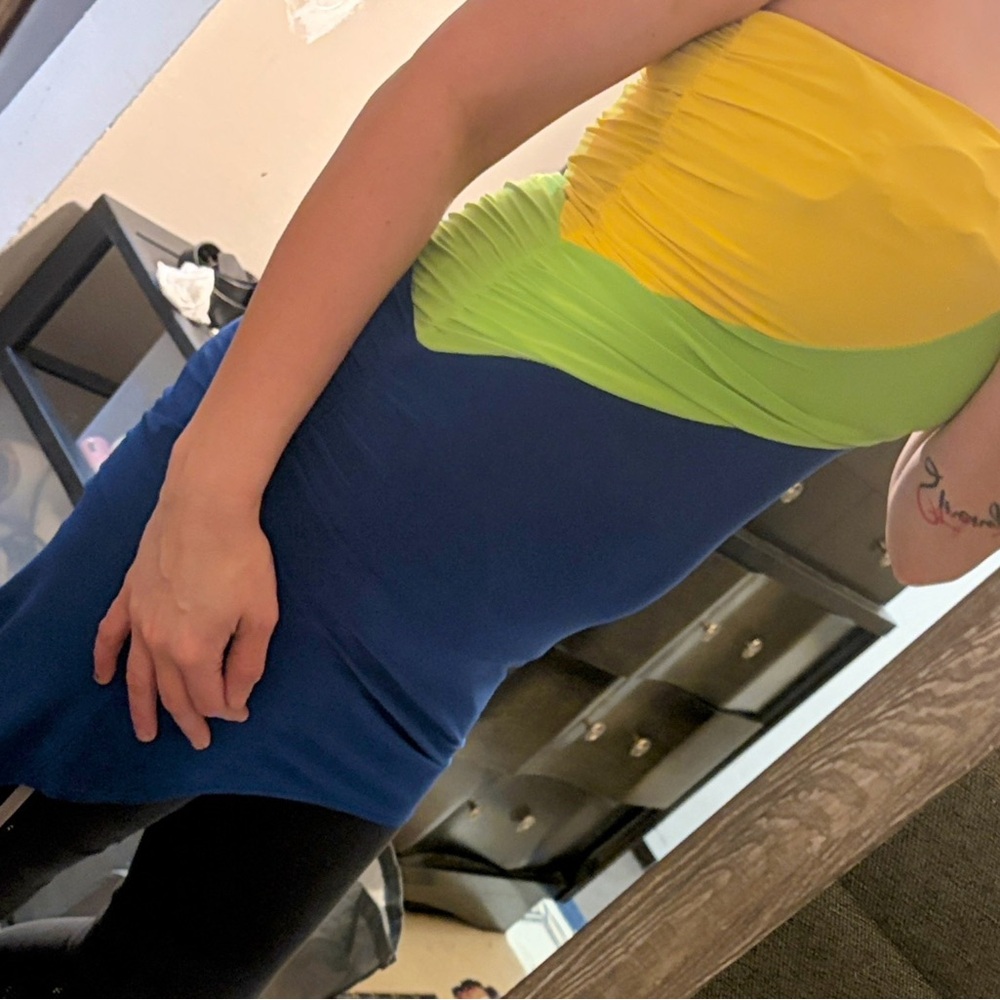 Colorblock Strapless Dress